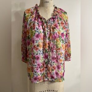 Philosophy Women's Floral Peasant Blouse Size Medium